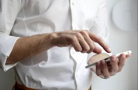 Man using smartphone